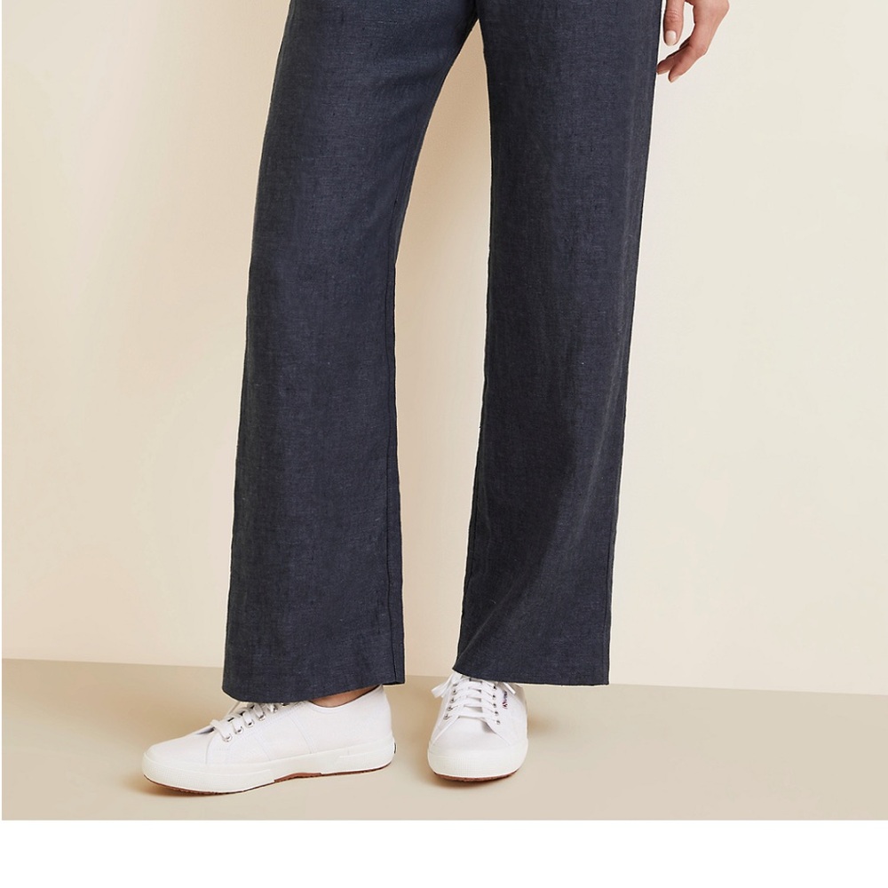 Garnet Hill Indigo Wide-Leg Linen Pants
